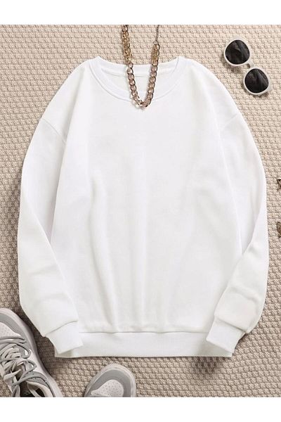 LA GULER Χειμερινό Unisex Oversize Φούτερ - Crew Neck, 3 Κλωστές Βαμβακερό, Fleece