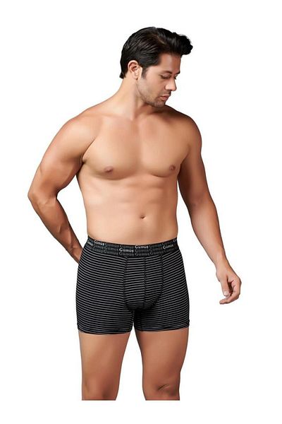 GÜMÜŞ Ασημί ανδρικό ριγέ Lycra Sports Boxer 3114