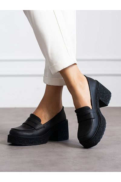 Alemdar Shoes ROWAN Черни дамски мокасини - високи токчета