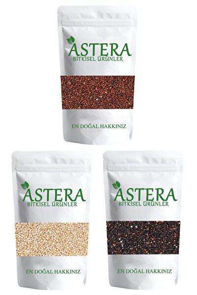 ASTERA 250 Gr Kırmızı Kinoa + 250 Gr Siyah Kinoa + 250 Gr Beyaz Kinoa