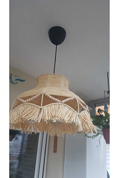 Paris Parissimo Bohem Rafya Hasır Rustik Püskül Detaylı Tasarım Avize Trend E...