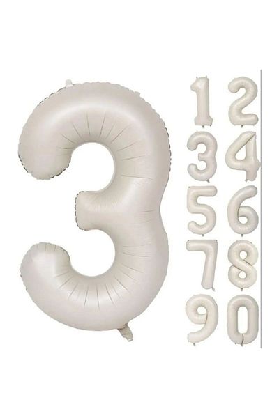 Balon Foil Balloon Number 3 76 Cm Cream Color