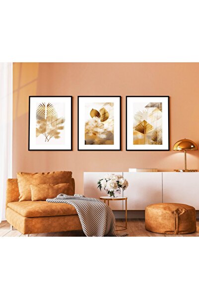 bestablo Set de pictură decorativă cu flori din lemn, 3 piese, decor pentru c...