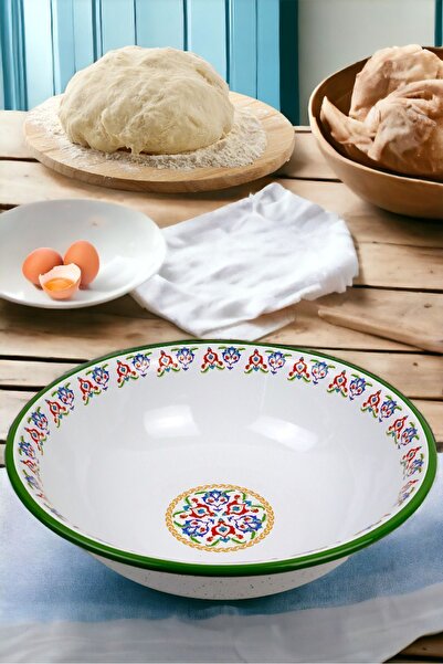 İnci Emaye 40 No 8 Litre Emaye Leğen Çırpma Ve Karıştırma Kabı.hamur Leğeni.meyvelik.çeyiz. Büyük Kase