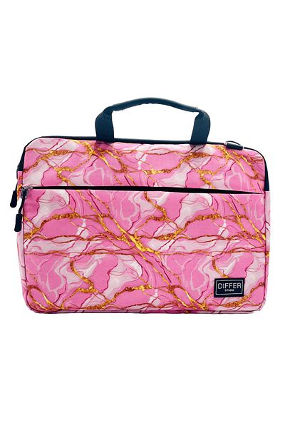Differ Studio 13-13.3-14'' Inch Pink Marble Pattern Gold Water Resistant Strap/laptop/macbook/notebook/bag