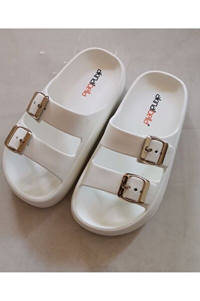 Akınal Bella شبشب Akınalbella اليومي لتقويم العظام بإبزيم مزدوج باللون الأبيض