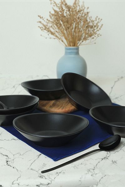Keramika Μαύρο Ματ Μπολ Stella 18 cm 6 Τεμάχια 956