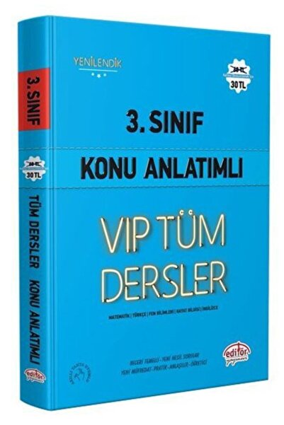 Editör Yayınevi Editör 3. Sınıf Vıp Tüm Dersler Konu Anlatımlı Mavi Kitap
