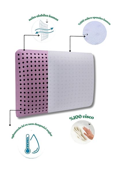 Viscomina 0-9 Years Old Children's Orthopedic Pillow - Viscose, Drop and Ocean Model 60X40X15 cm