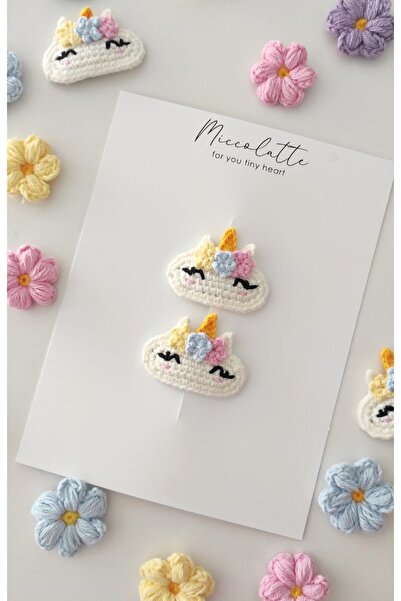 Miccolatte مجموعة إبزيم محبوك يدويًا للأطفال والرضع من يونيكورن مكونة من قطعتين