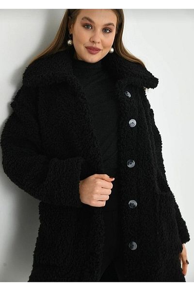Vuslat Jachetă cardigan de pluș cu guler supradimensionat, fără căptușeală, în interior și în exterior