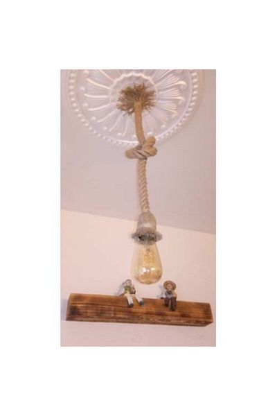 AHŞAP ATÖLYE Jute Rope Chandelier 20 Mm 100cm Cable Lampholder Pendant Chandelier Natural Appearance Stylish Product