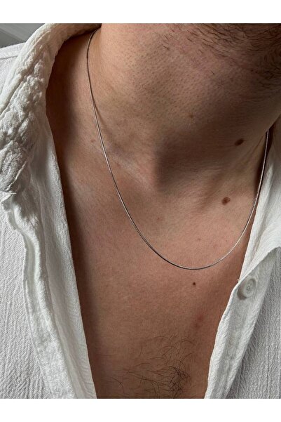 Arvens Silver Ayna Kolye Erkek Zincir Kadın Paslanmaz Çelik Unısex Kararmaz