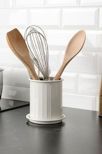 IKEA Μπεζ Ανοξείδωτη Θήκη Μαχαιροπήρουνων Κουζίνας - Θήκη για μαχαιροπίρουνα, 13 cm