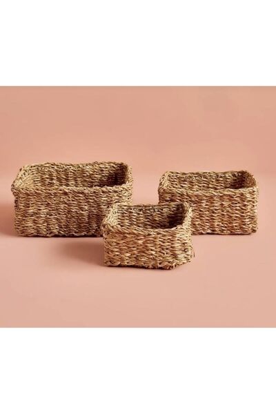 Genel Markalar 3'lü Kare Düzenleyici Hasır Sepet