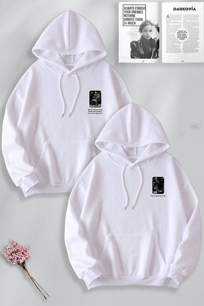 macklin Lover Couple Combination - Σετ φούτερ με στάμπα Behzat και Unhappy Hooded 2 τεμαχίων