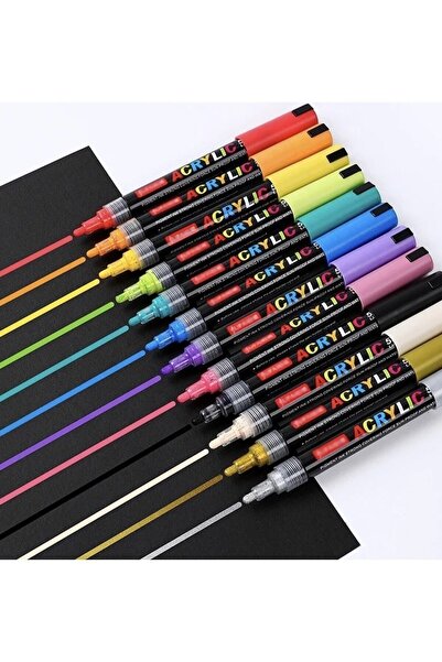 gebzeli Posca Tarzı Akrilik Bazlı Her Türlü Yüzeyde Kullanılabilen Kalem 12li...