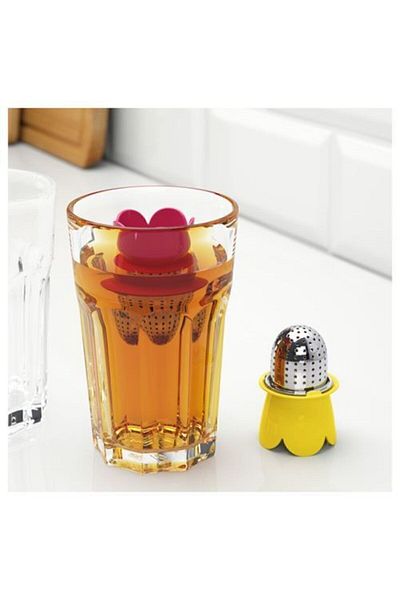 IKEA 2 Pieces Tea Strainer Metal Pink-Yellow Color 2 Strainer 6.5 cm Tea Strainer