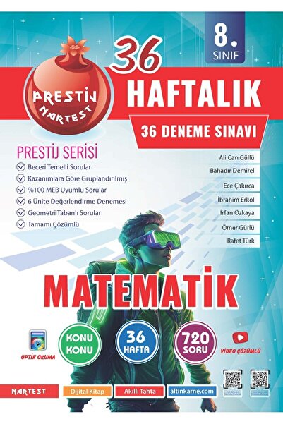 Nartest Yayınları Nartest 8. Sınıf Haftalık Matematik Denemeleri (Prestij Ser...