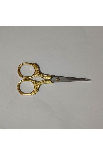 hagiki Gold Color Embroidered Hagiki Small Scissors - Specially Sharpened Pattern, 1 Piece