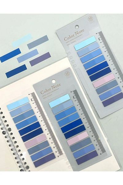 Fobinote 10 Colored Turquoise Postit - Vibrant Blue Shades, Transparent / Ari334-001 / Sticky Note