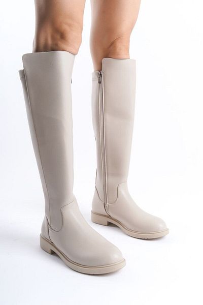 Lölük Moda Μπεζ γυναικείες μπότες casual - Elastic Strec, Enpar 41-42 Διαθέσιμο