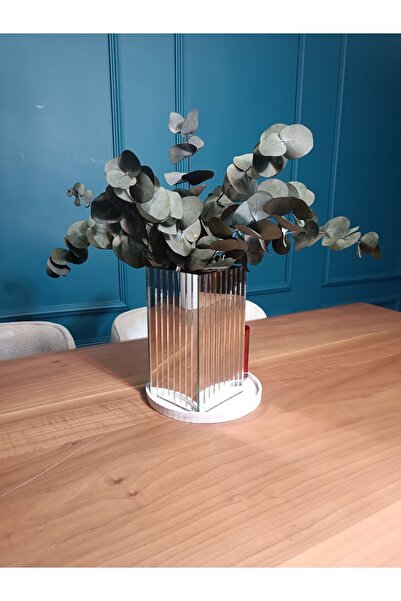 extrasepetim Διακοσμητικό τετράγωνο βάζο λουλουδιών με ασημί καθρέφτη 20 εκ.