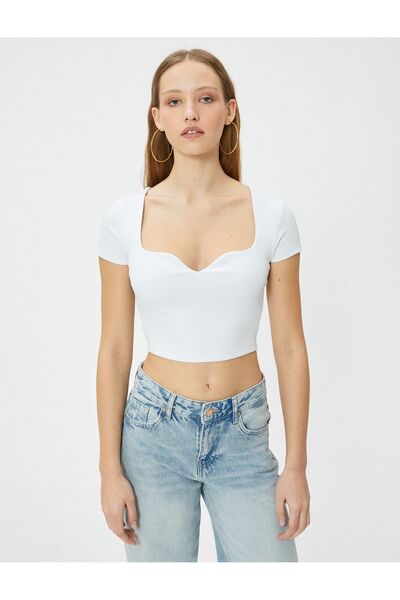 Koton Women's Heart Neck T-Shirt