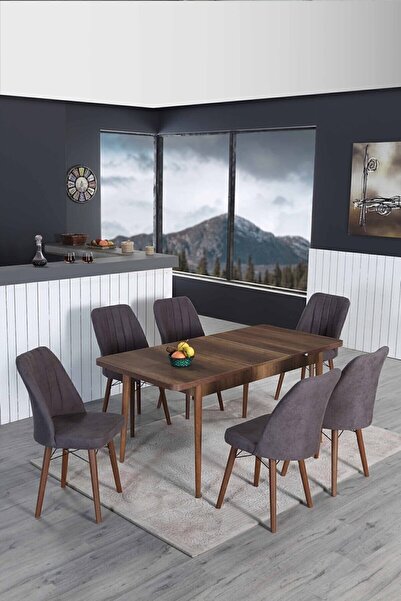 Kaktüs Avm 6 Kişilik Açılır Masa Sandalye Takımı Mutfak Masası Takımı Salon M...