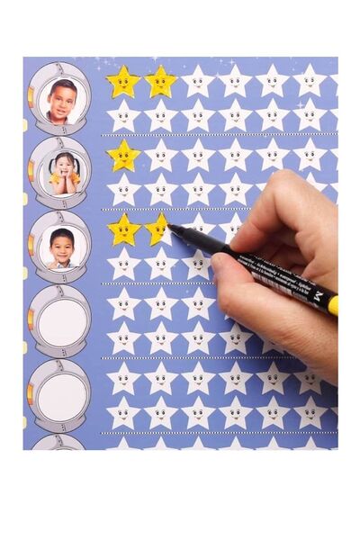 EĞLENCELİ SINIF Star Board - Erase Poster for 30 People Without Pen