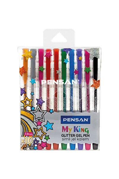Pensan My King Simli Jel Tükenmez Kalem Seti 10 Renk 1.0 mm