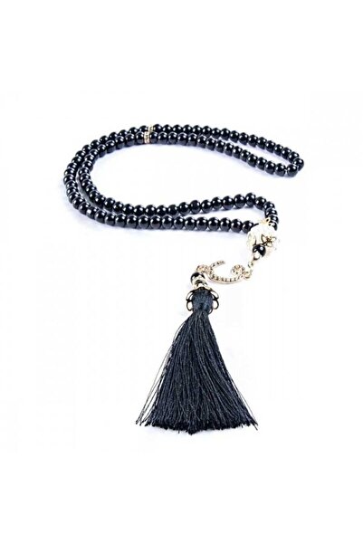 Hicaz Pazarı Vavlı Püsküllü Siyah Inci Namaz Tesbihi