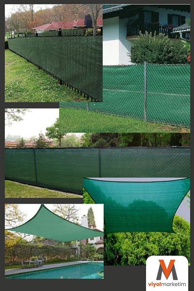 viyolmarketim 95 Pieces Green Canopy Net - 1x15 Meter Fence Wind Net, Striped Bird Eye Balcony Net