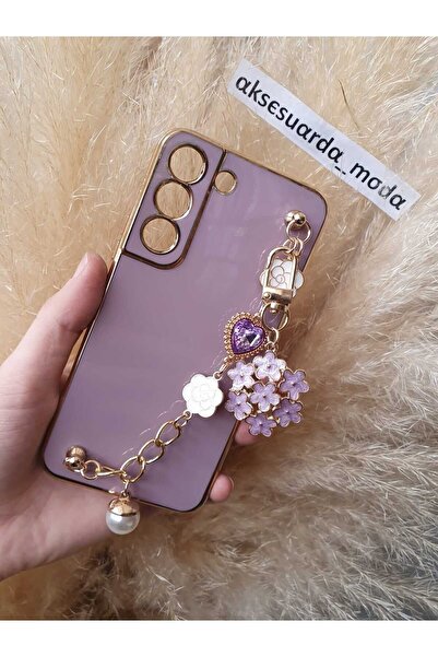 Aksesuarda Moda Samsung S22 Uyumlu ÇİÇEKLİ El Geçmeli Lazer Kesim Kılıf