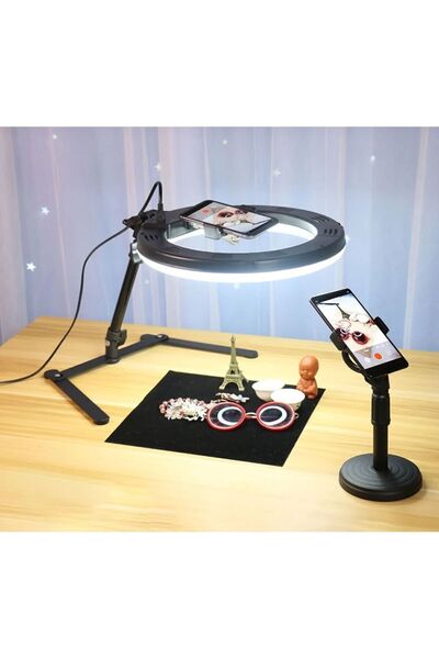 MATECHNO Masaüstü Ürün Çekim Stand Video Ve Fotoğraf Çekimi 10" Ring Light Tr...