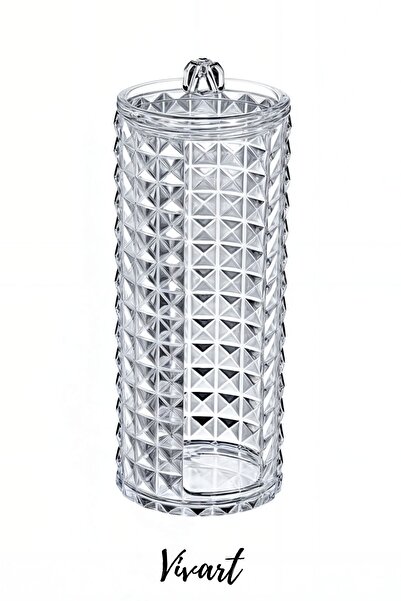 Vivart Kapaklı Disk Pamukluk Organizeri Makyaj Pamuk Kutusu