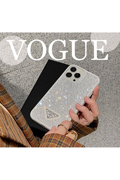 bekcase İPhone 14 Pro Max Uyumlu Prda Lüks Taşlı Markalı Kılıf