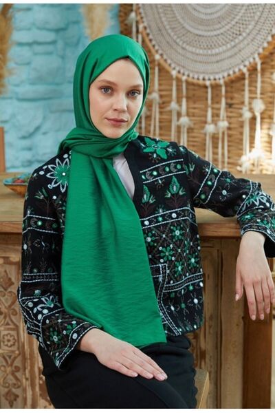 Mides scarf Hijab Cotton Kraş Cazz Shawl Model - Πράσινο