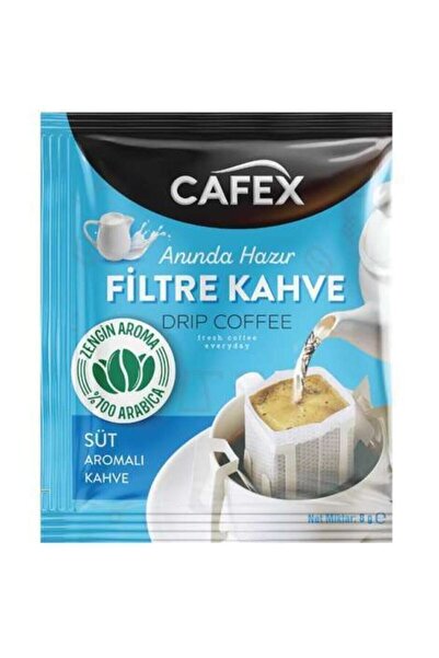 CAFEX 10 Lu Paket Filtre Kahve Süt Aromalı 8 Gr Anında Hazır