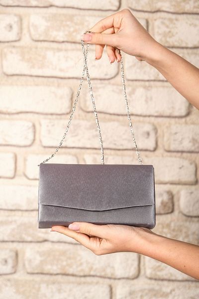 ROZA CANTA Women's Anthracite Satin Mini Box Shoulder Evening Bag