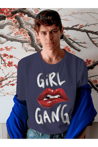 The Baski Μπλουζάκι Girl Gang Premium Anthracite - Lip Print, 100% Βαμβάκι