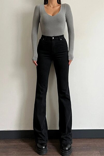 DRC trend جينز إسباني رقيق من أميليا بلاك ليكرا لا يبهت جينز أسود