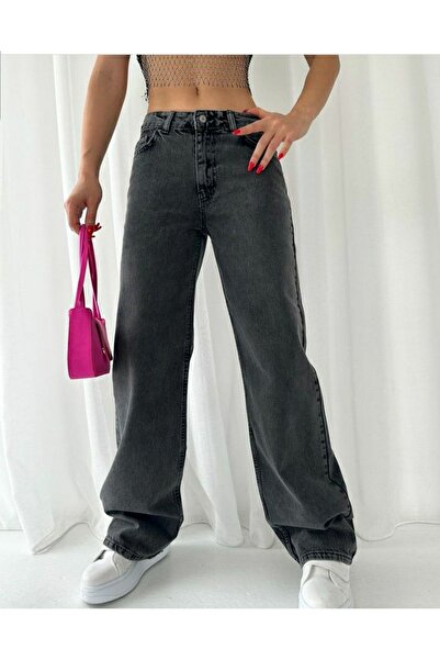 DRC trend Super High Waist Loose Leg Smoked Snow Wash Lycra Women's Denim Jeans Loose Jeans