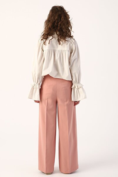 ALLDAY Pudra01 Wide Leg Trousers with Iron Traces