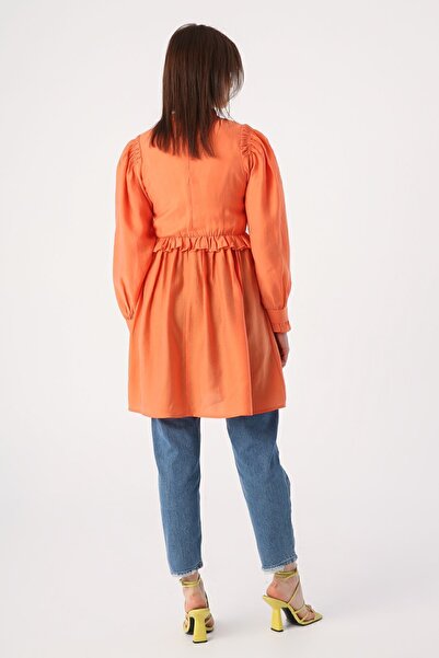 ALLDAY Oranj Fırfır Detaylı Beli Büzgülü Tunik
