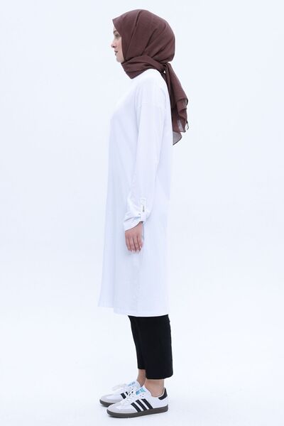 ALLDAY White Cotton Tunic with Back Slit and Epaulet Detail