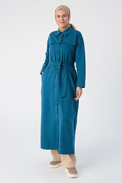 ALLDAY Ανοιχτό ανεμοθραύστη με κουμπιά βενζίνης Comfortable Abaya