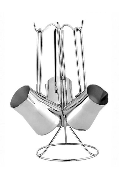 DOCA Luxury Pyramid Coffee Pot Set - 4 Pieces, Stainless Steel, 250-499 ml, Silver Color