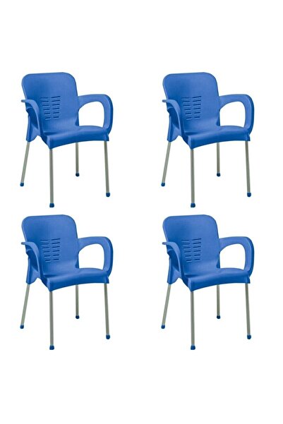 hesapli 4 Adet Metal Ayaklı Plastik Sandalye Mavi
