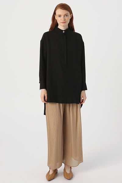 ALLDAY Black Magnetic Collar Relaxed Fit Tunic